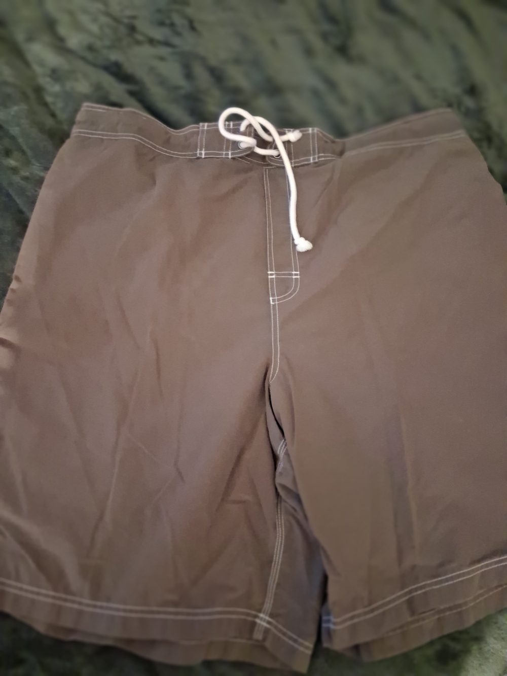 Men's Swim Board Shorts in Brown with White Drawstring